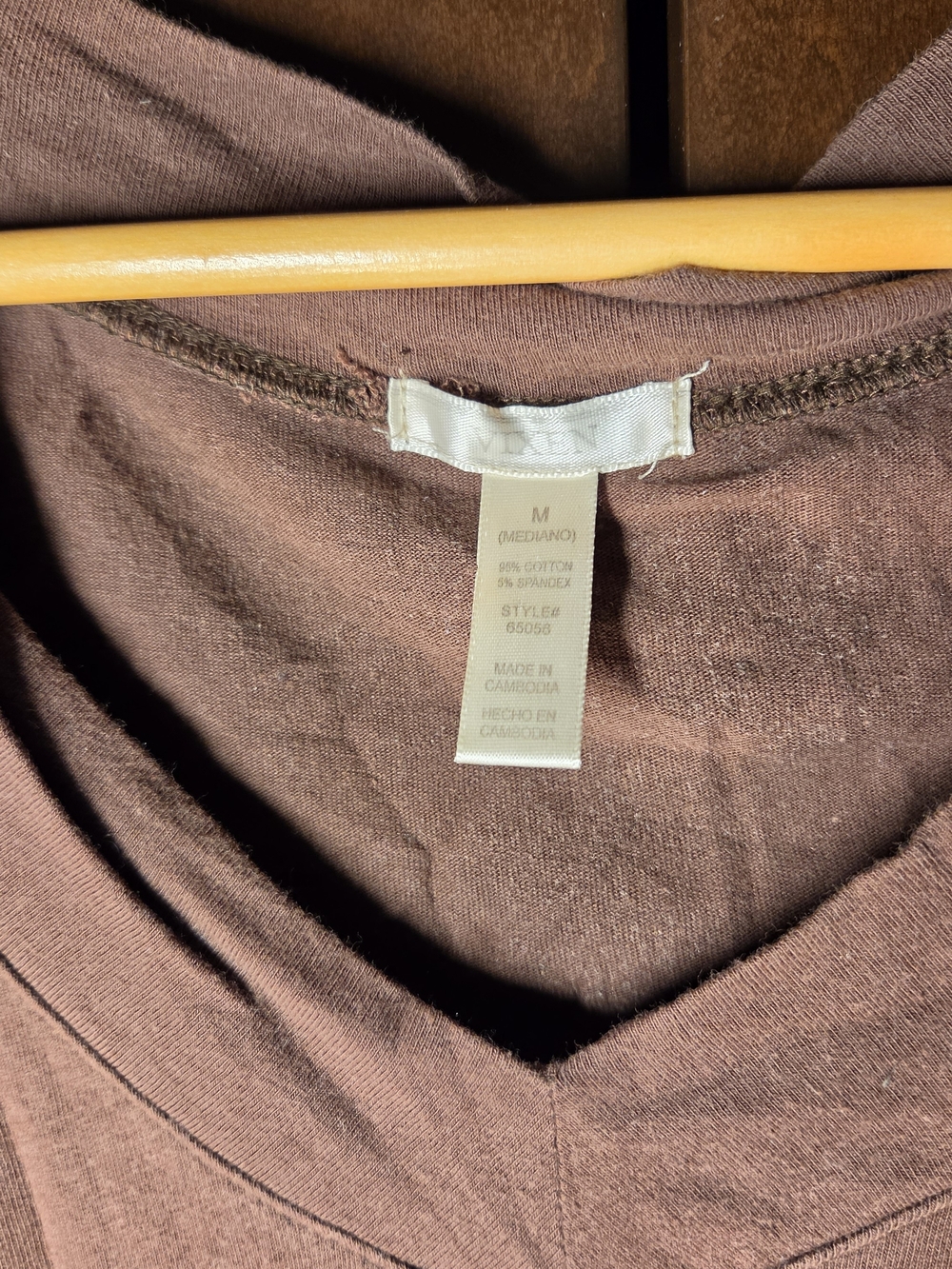Vixen Brown V-Neck Cotton Blend Top Women Size Medium Juniors'